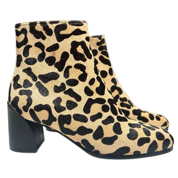 Van Eli Calf Hair Leopard Print Ankle Boots Size 7 Block Heel Cheetah Print - Picture 7 of 15